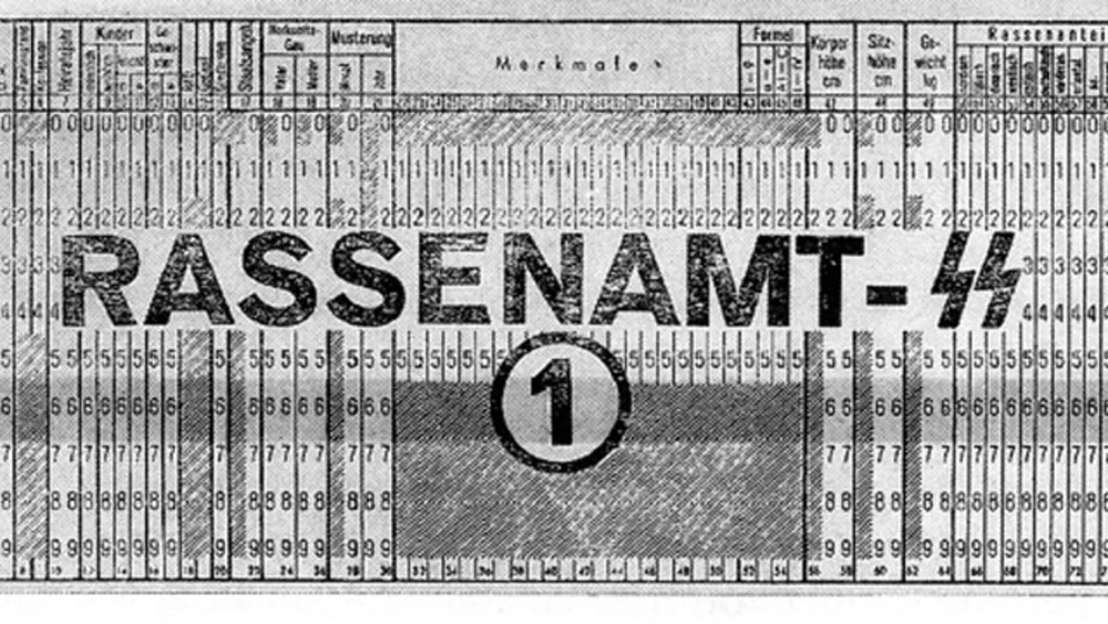 An IBM punchcard produced for the SS Racial Office.